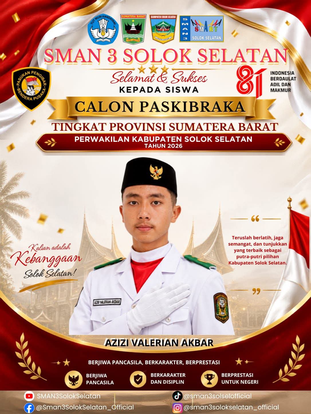 Siswa SMAN 3 Solok Selatan Terpilih Menjadi CaPaska Tingkat Provinsi